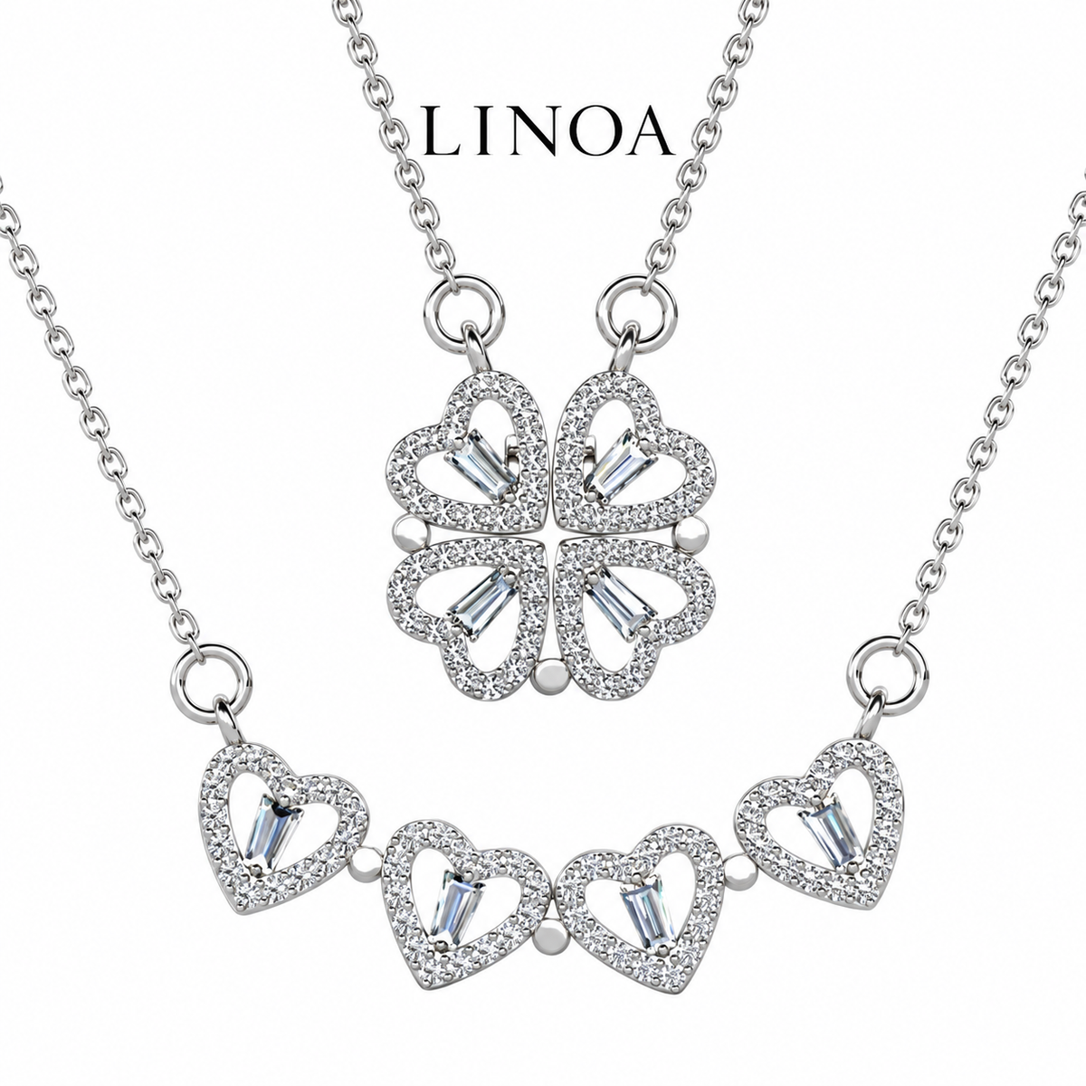 LINOA™ クローバーハートネックレス｜愛と幸運をひとつに