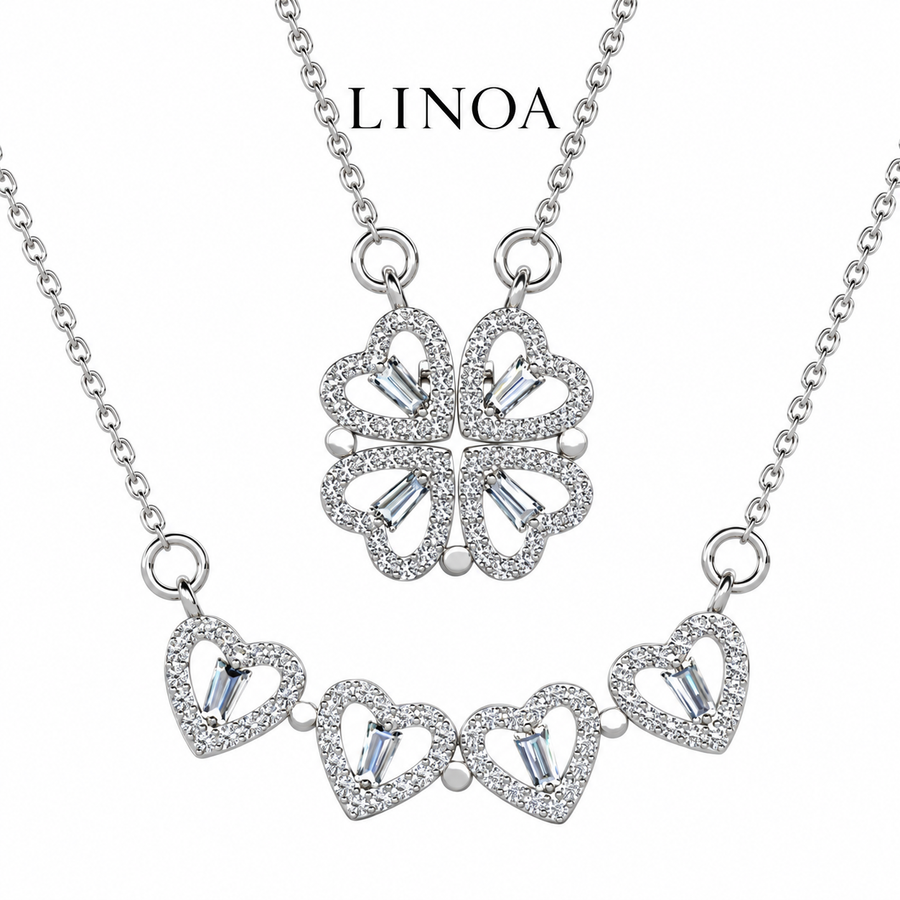 LINOA™ クローバーハートネックレス｜愛と幸運をひとつに