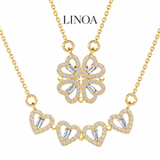 LINOA™ クローバーハートネックレス｜愛と幸運をひとつに