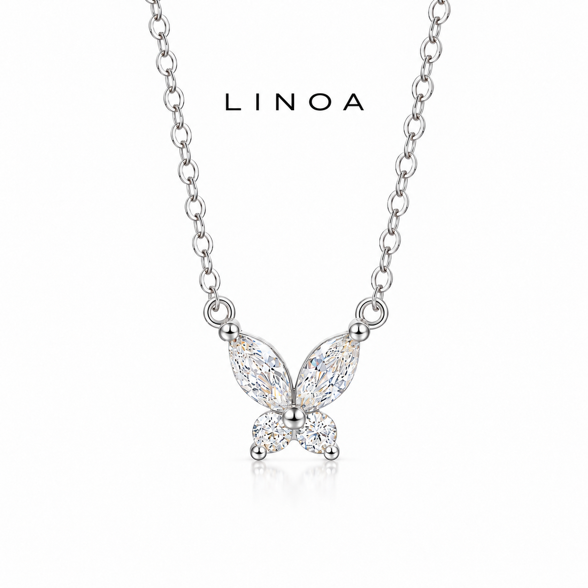 LINOA™ バタフライジルコンネックレス｜優雅にきらめく蝶