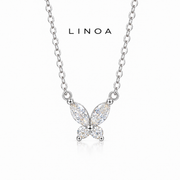 LINOA™ バタフライジルコンネックレス｜優雅にきらめく蝶